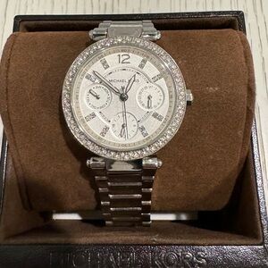 Michael Kors Silver Watch with Crystal Accents